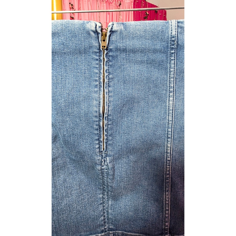 Free People Y2K Denim Mini Skirt Light Wash Blue Paneled High Rise Size 10 - Picture 7 of 9